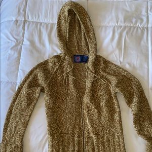 Tan sweater. Really warm